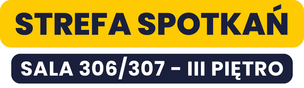Grafika z tekstem "strefa spotkań, sala 306/307 - III piętro"