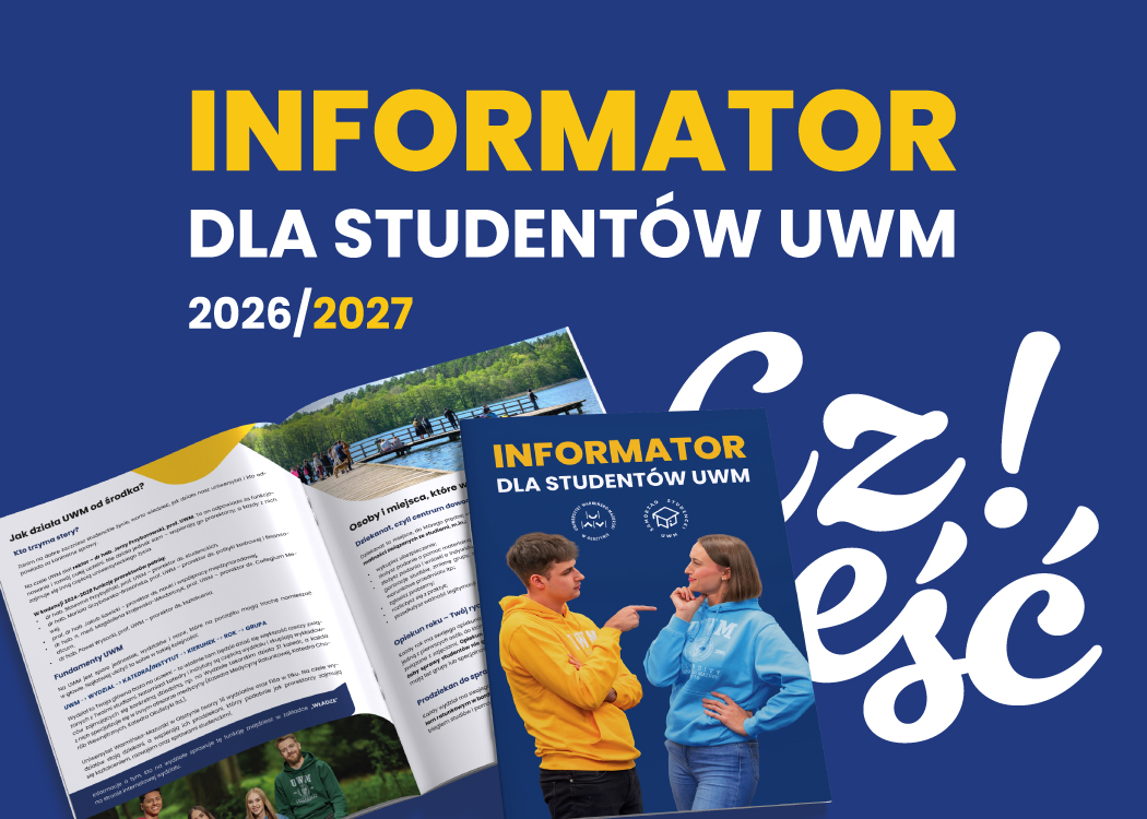 Kliknij i otwórz informator w PDF Grafika z ukazanymi stronami informatora dla studentów uwm